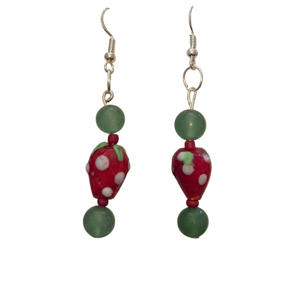 Strawberry Earrings Handmade Dangle